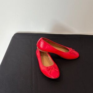 J. Crew Factory Vibrant Red Flats with Bow Accent